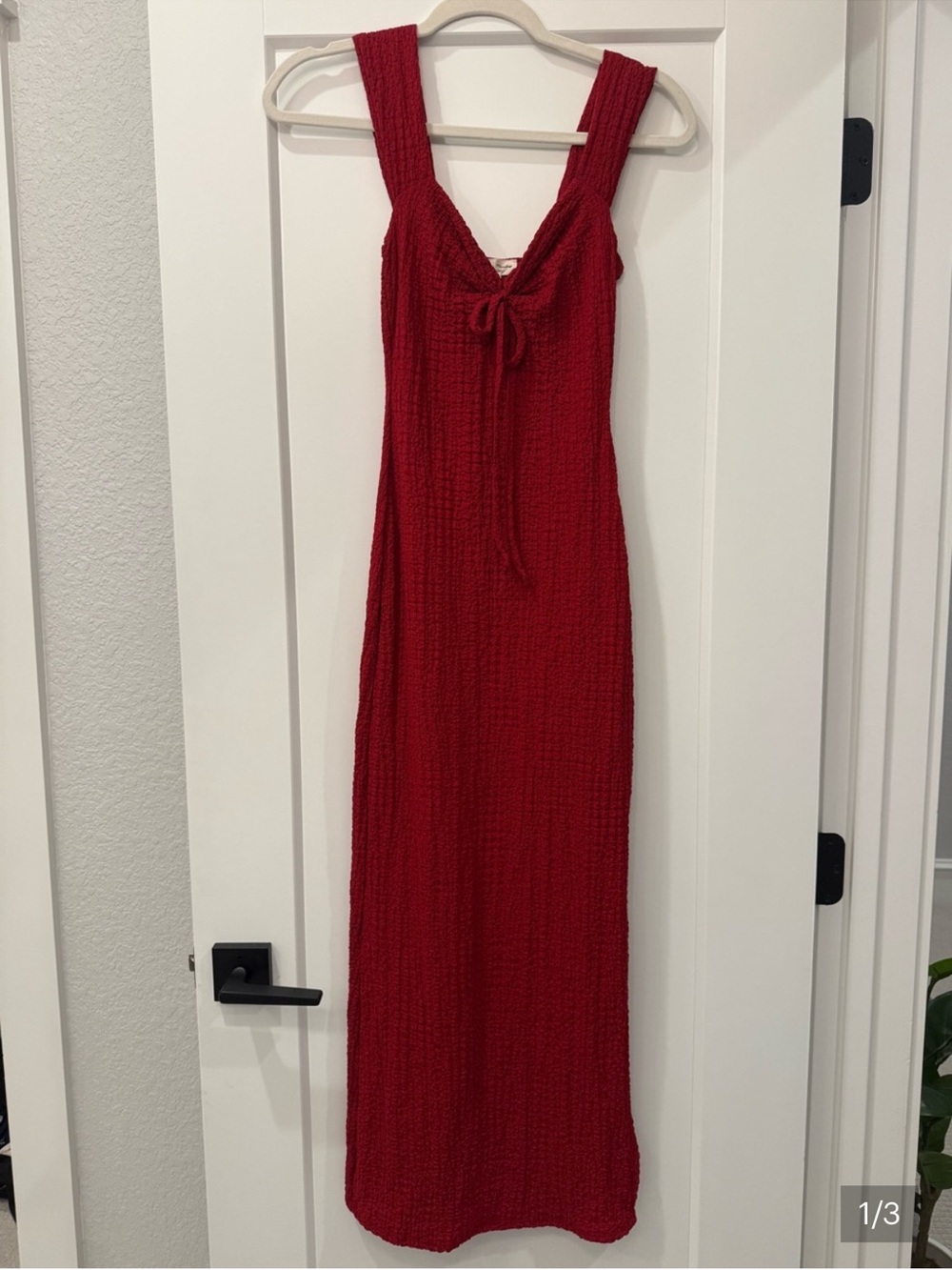 See You Monday Red Textured Dress